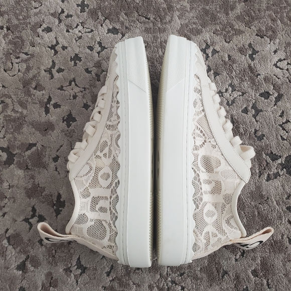 Chloé Lauren Mesh Lace Low-Top Sneakers Size 38 - Picture 5 of 11